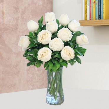 White Roses Vase Bouquet 